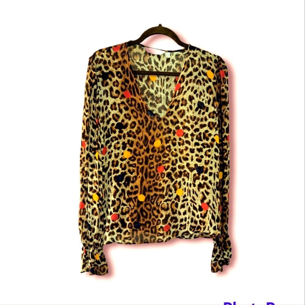 &other stores Paris Atelier Ruffled Sleeve Animal Print Top - Picture 1 of 10